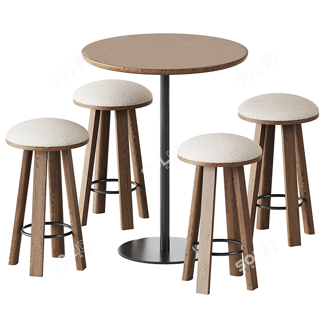 Modern Chic: Sarek Table & BuzziMilk Counter Stool 3D model image 1