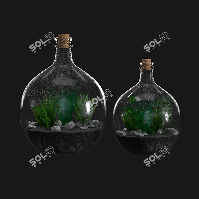 Glass Terrarium Bottle: Living Art in a Jar 3D model image 2