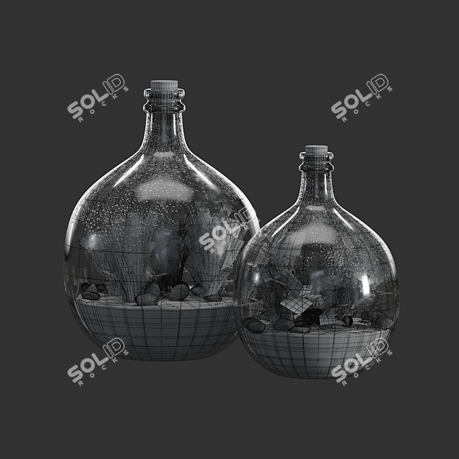 Glass Terrarium Bottle: Living Art in a Jar 3D model image 4