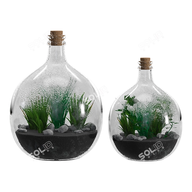 Glass Terrarium Bottle: Living Art in a Jar 3D model image 5