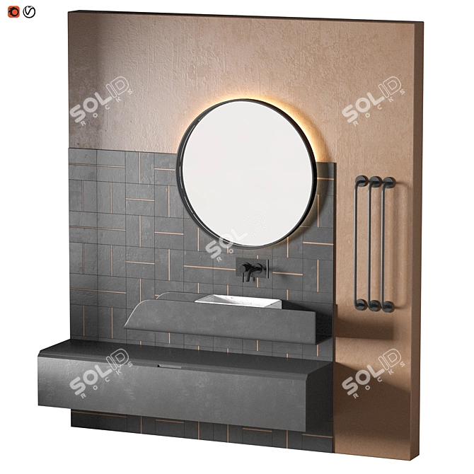 Luxury Black Brown Bathroom Set 3D model image 1