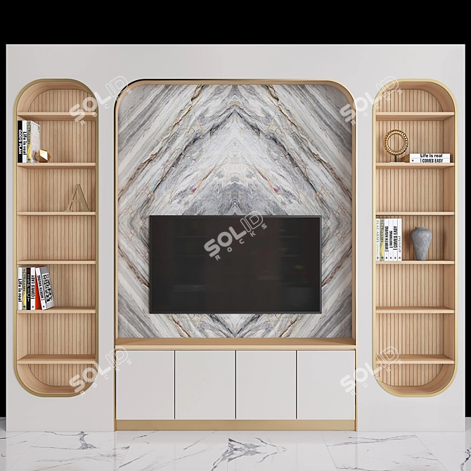 Modern TV Wall Set | Stylish & Functional 3D model image 1