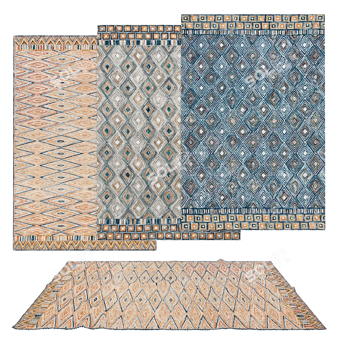 Versatile Set of 6 Rugs 3D model image 1