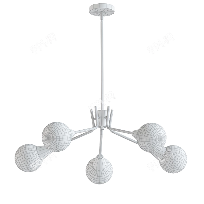 Contemporary Flex 5 Light Chandelier 3D model image 2