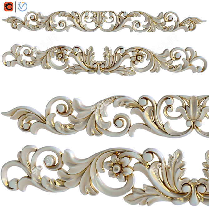 Title: "Precision Cut Decorative Element 3D model image 1