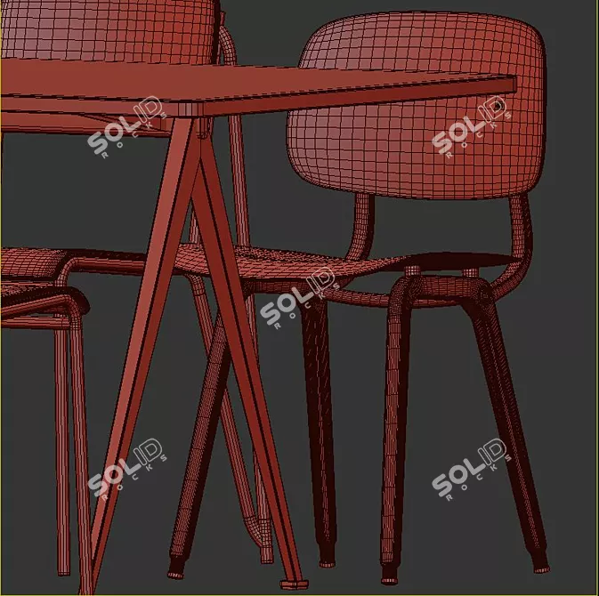 Hay Pyramid Table and Chairs Set 3D model image 6