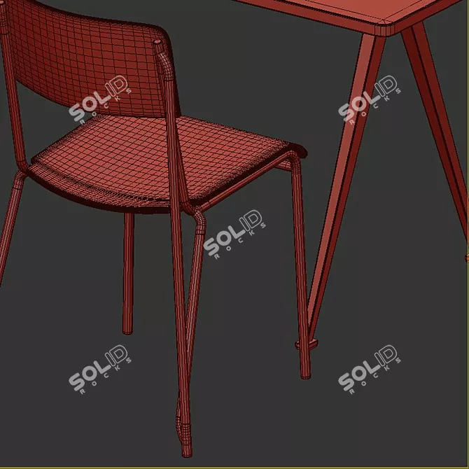 Hay Pyramid Table and Chairs Set 3D model image 7