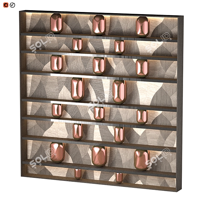 Sleek Wood Rack Organizer 3D model image 1