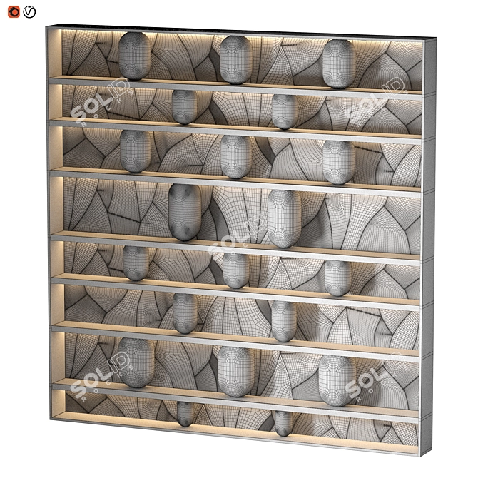 Sleek Wood Rack Organizer 3D model image 2