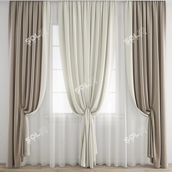 Premium Polygonal Curtain Model 3D model image 1