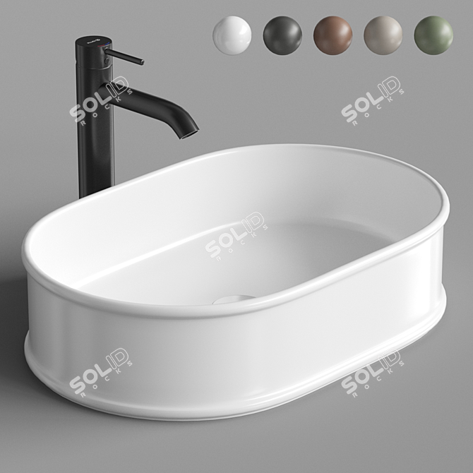 Elegant ArtCeram ATELIER 60 Sink and Kludi BOZZ Mixer 3D model image 1