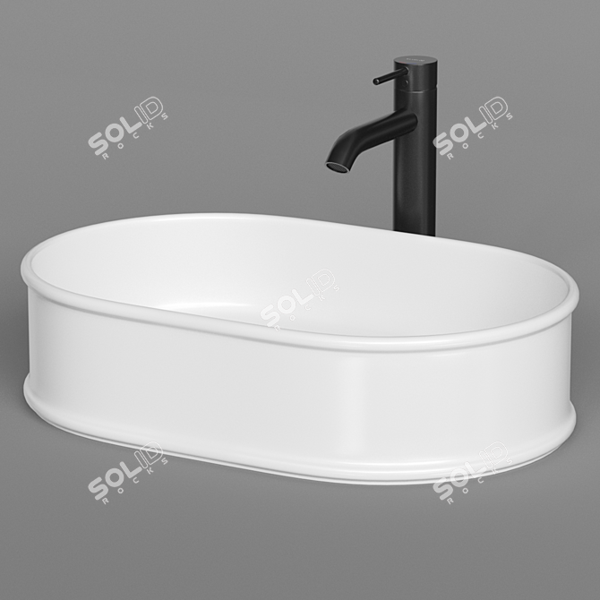 Elegant ArtCeram ATELIER 60 Sink and Kludi BOZZ Mixer 3D model image 3