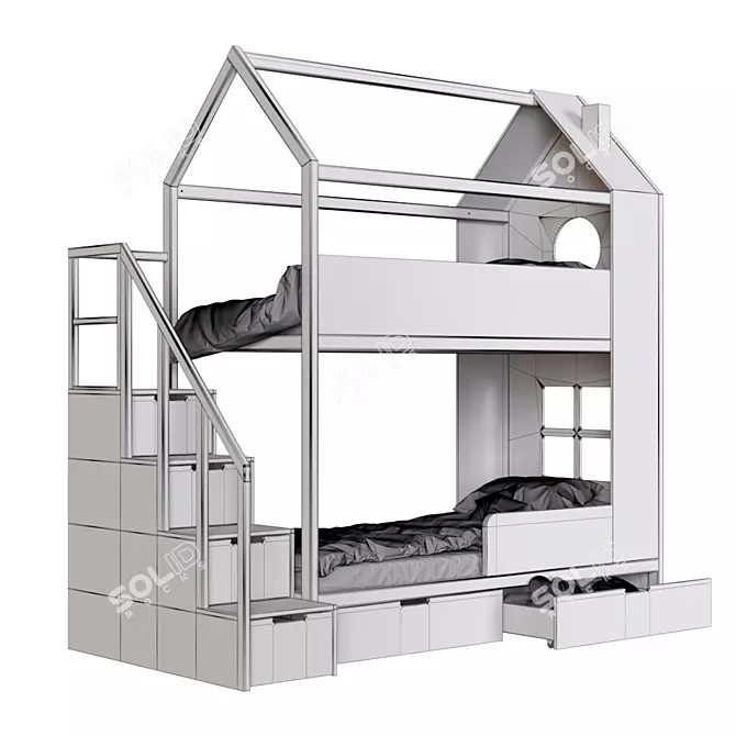 "Di-di" Bunk Bed with Integrated Chest 3D model image 1