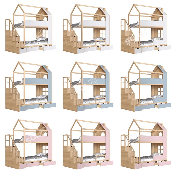 "Di-di" Bunk Bed with Integrated Chest 3D model image 5