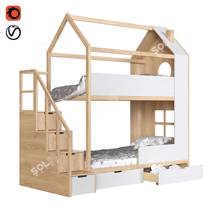 "Di-di" Bunk Bed with Integrated Chest 3D model image 7