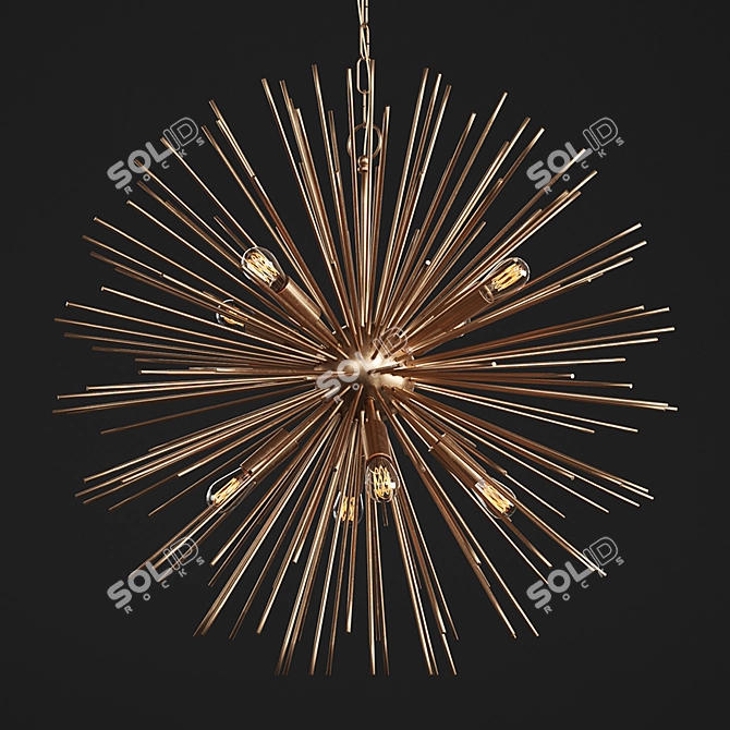 Brass Beam Pendant Lamp - Illuminate Your Space! 3D model image 1