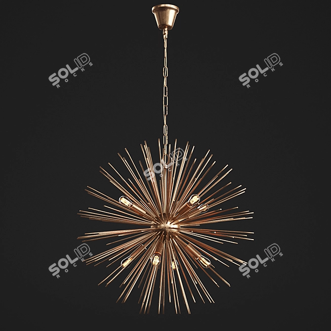 Brass Beam Pendant Lamp - Illuminate Your Space! 3D model image 2