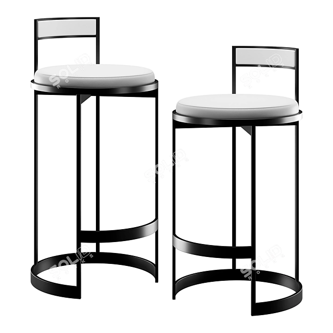 Powell Nobi Swivel Bar Stool 3D model image 1