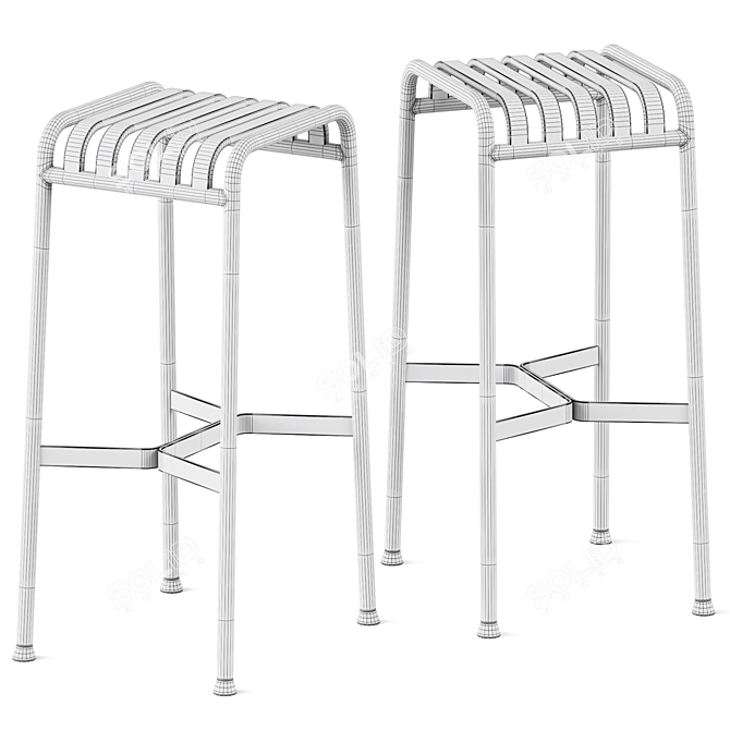 Sleek Olive Bar Stool 3D model image 2