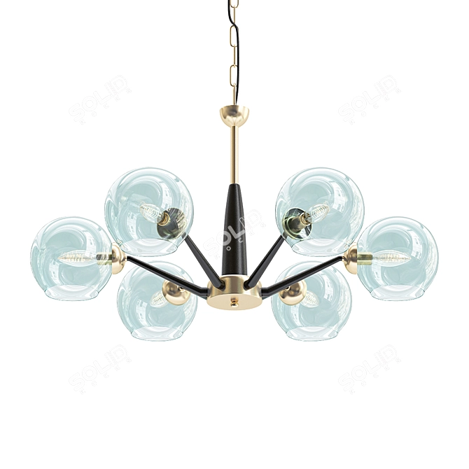 Thalia Chandelier: Blue Glass Elegance 3D model image 1