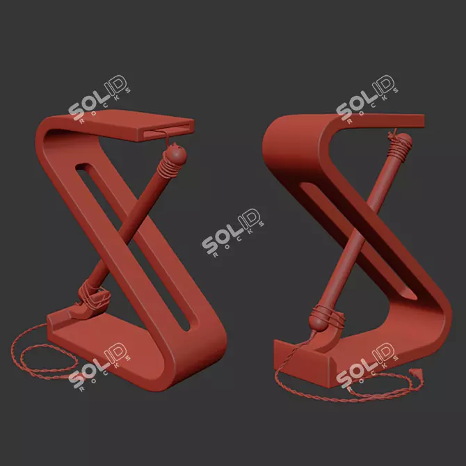 Modern Metal and Wood Table Lamp 3D model image 7