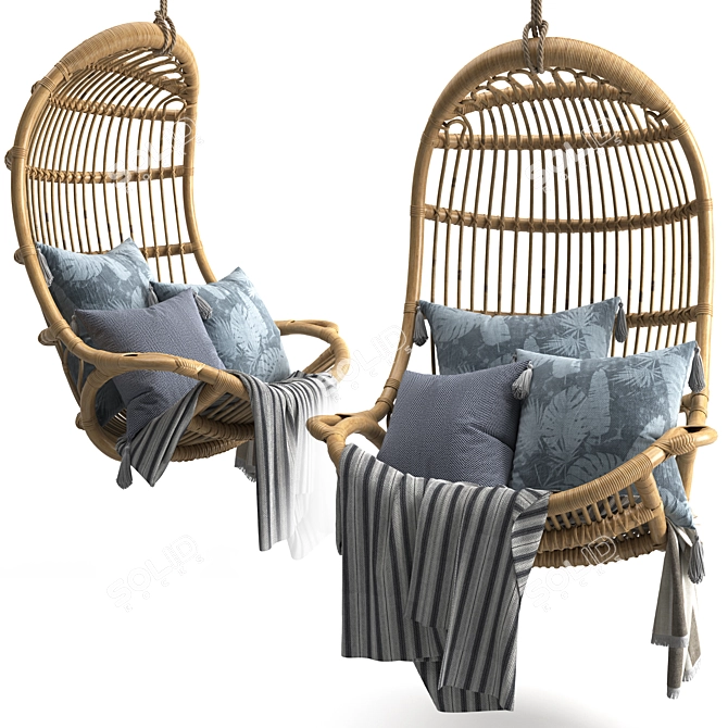 Sculptural Rattan Floating Chair 3D model image 2