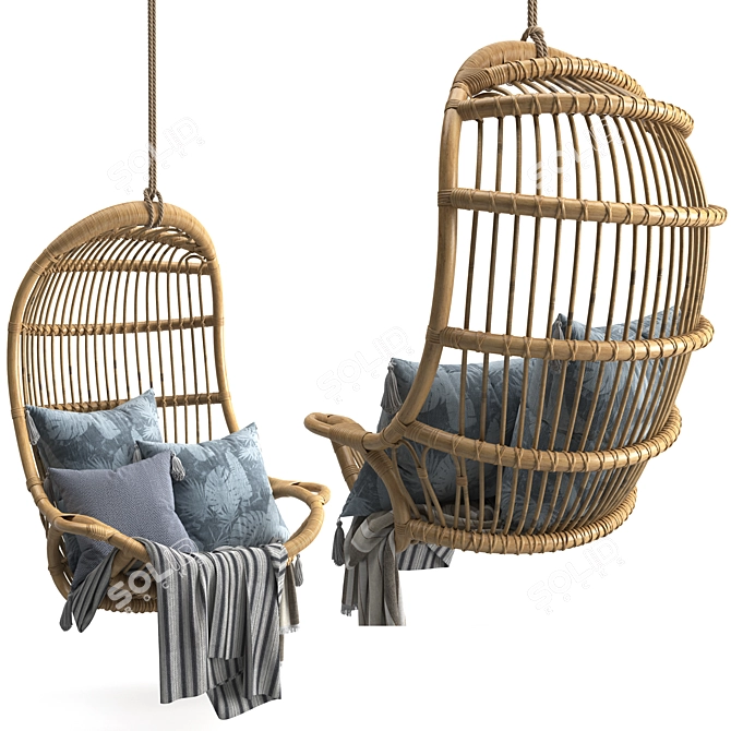 Sculptural Rattan Floating Chair 3D model image 5