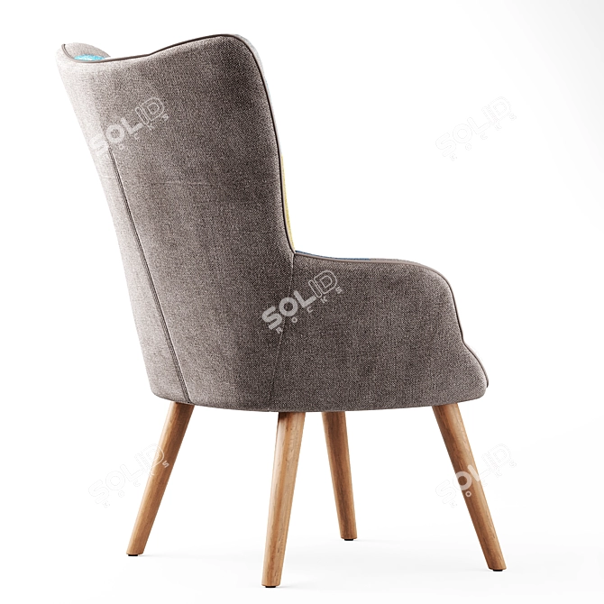 Hygge Patchwork Lounge Chair: Comfortable and Stylish 3D model image 2