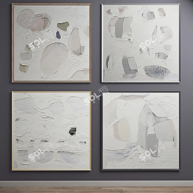 Polygonal Framed Art Collection - 4 Unique Pieces 3D model image 4