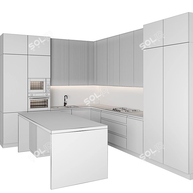 Modern Island Kitchen: Stylish, Versatile, High-Quality 3D model image 5