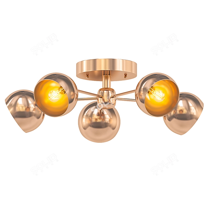 Vintage Brass Ceiling Light 3D model image 1