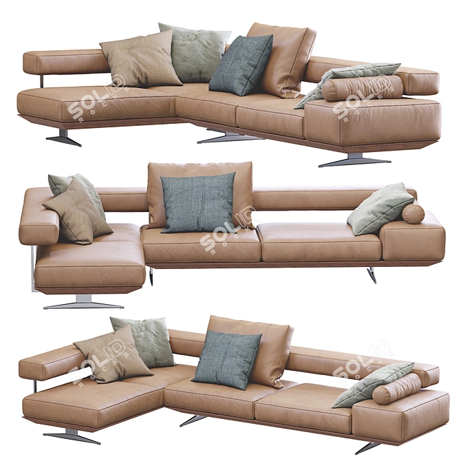 Sleek Leather Wing Sofa by Flexform 3D model image 1