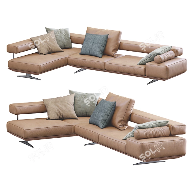 Sleek Leather Wing Sofa by Flexform 3D model image 2