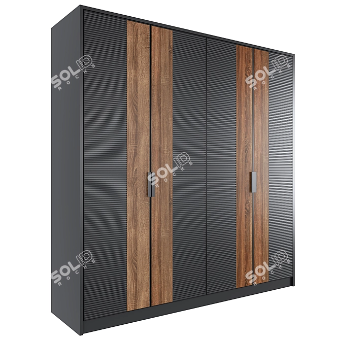 Stylish 3-Door Wardrobe 3D model image 1