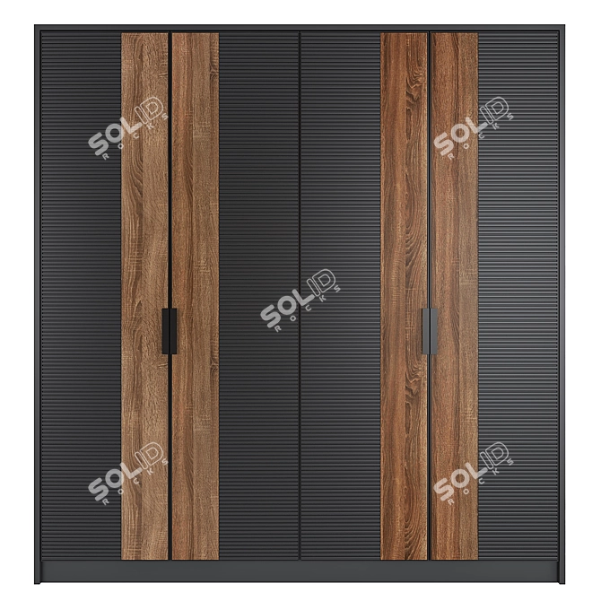 Stylish 3-Door Wardrobe 3D model image 2