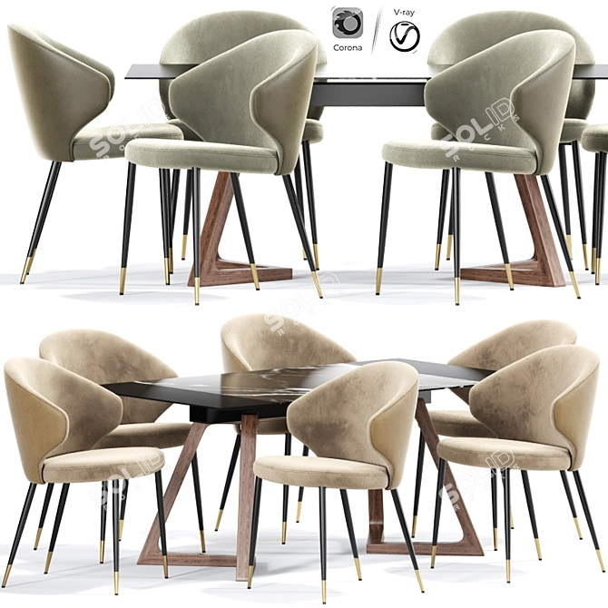 Modern Dining Chair Set 3D model image 1