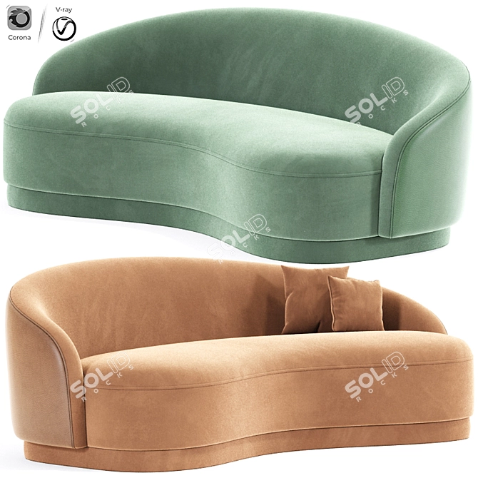 Izzah Curved Fabric Sofa 3D model image 1