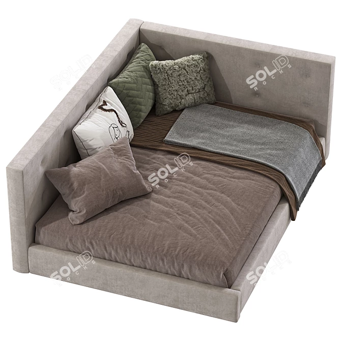 Cozy Corner Upholstered Bed 3D model image 4