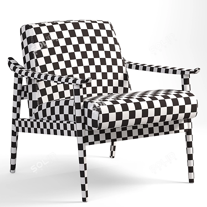 1950s Inspired Leather Accent Chair 3D model image 3