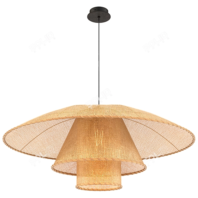 Lola Rattan Pendant: Stylish Lighting Solution 3D model image 1