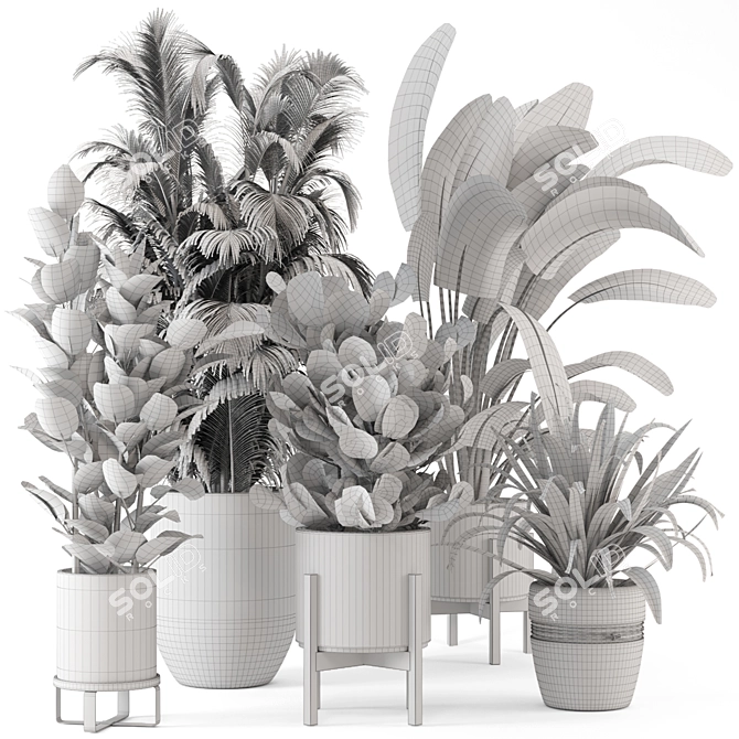  Rusty Concrete Pot Indoor Plants - Set 228 3D model image 6