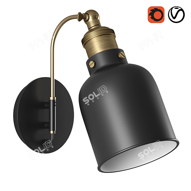 Modern Zantar Brass Wall Lamp 3D model image 1