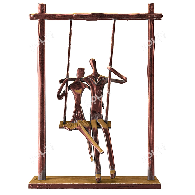 Romantic Swing Sculpture Cast in Bronze 3D model image 1