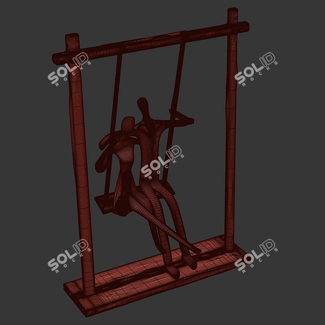 Romantic Swing Sculpture Cast in Bronze 3D model image 2