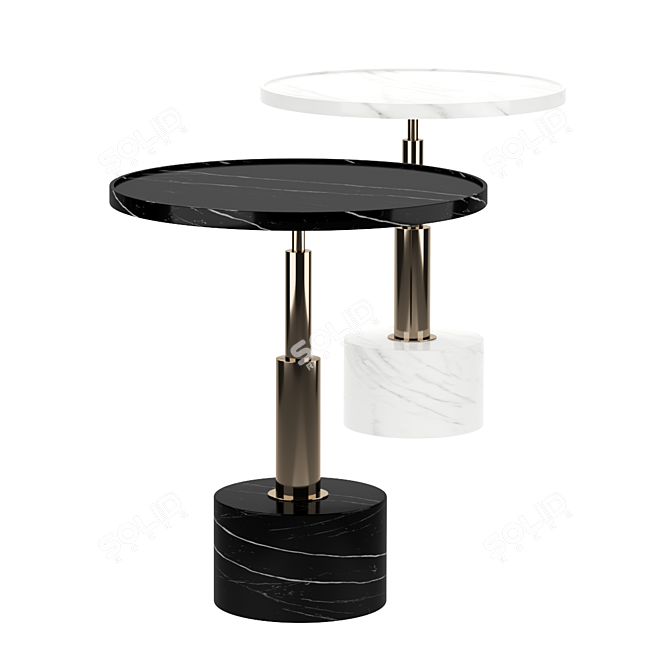 Sleek Marble Coffee Table Set 3D model image 2