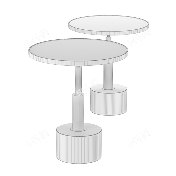 Sleek Marble Coffee Table Set 3D model image 5