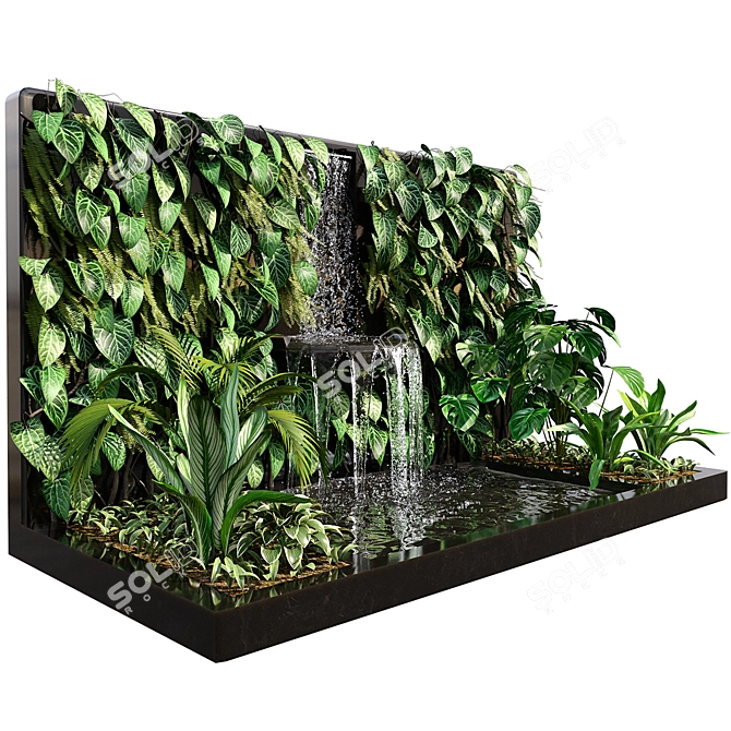 Serene Oasis: Plant Collection with Fountain 3D model image 2