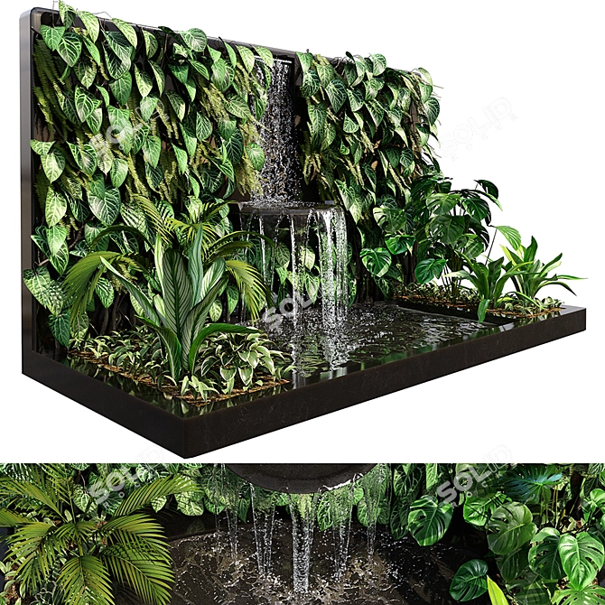 Serene Oasis: Plant Collection with Fountain 3D model image 3