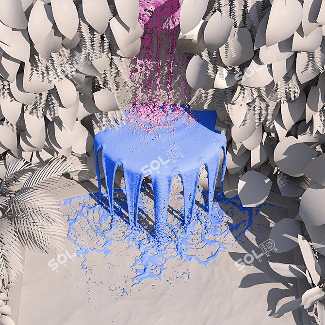 Serene Oasis: Plant Collection with Fountain 3D model image 6