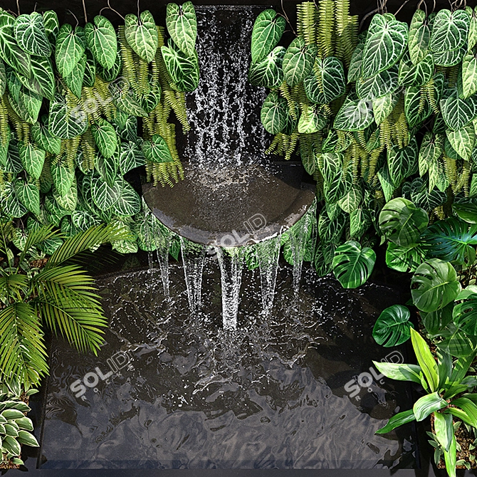Serene Oasis: Plant Collection with Fountain 3D model image 7